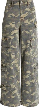 HIDDEN JEANS Camo Wide Leg Cargo Pants