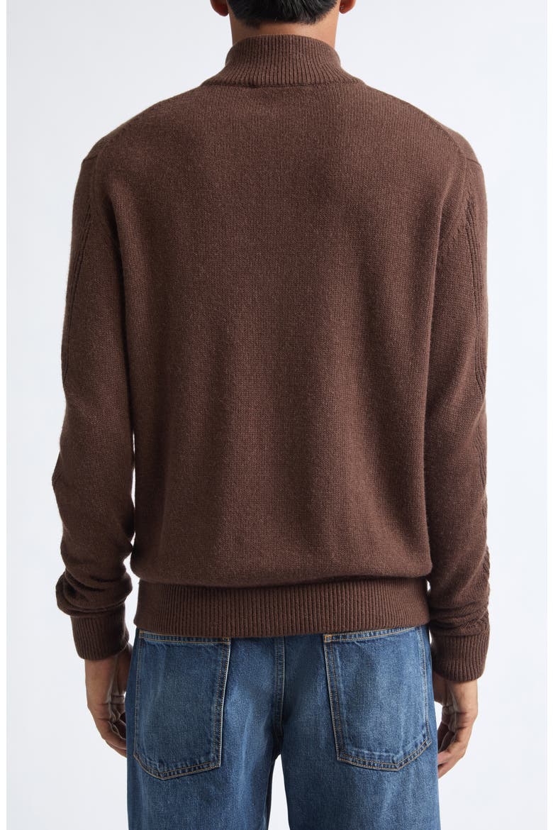 Couture Seam Wool & Cashmere Zip Cardigan, Alternate, color, DARK HAVANNA