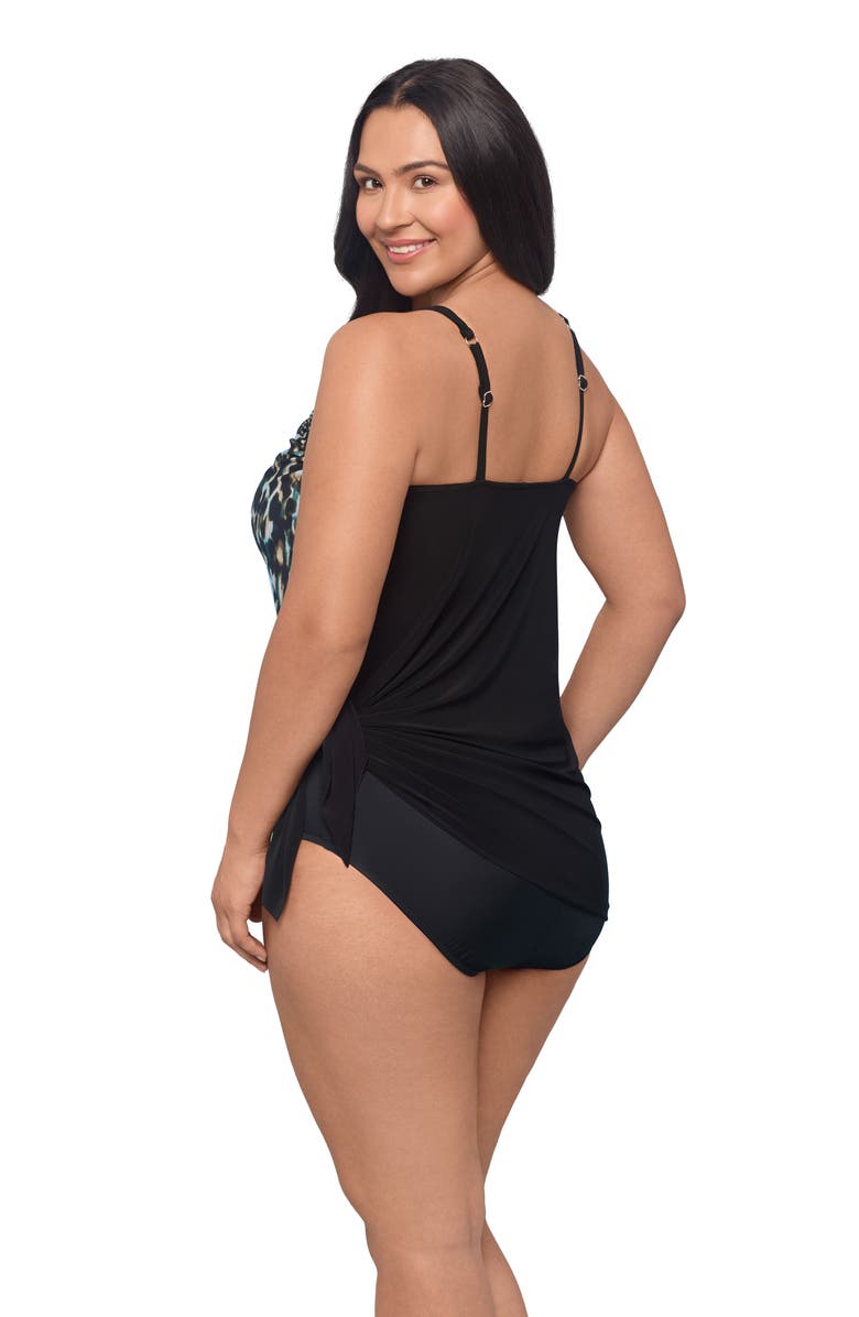 Trimshaper Brianna Adjustable Side-Tie Coverage Plus Size Swimdress, Alternate, color, Leopard In The Mist Ombre