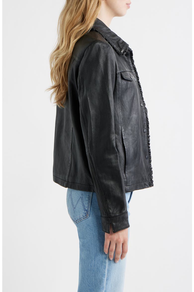 Limma Ruffle Leather Jacket, Alternate, color, BLACK