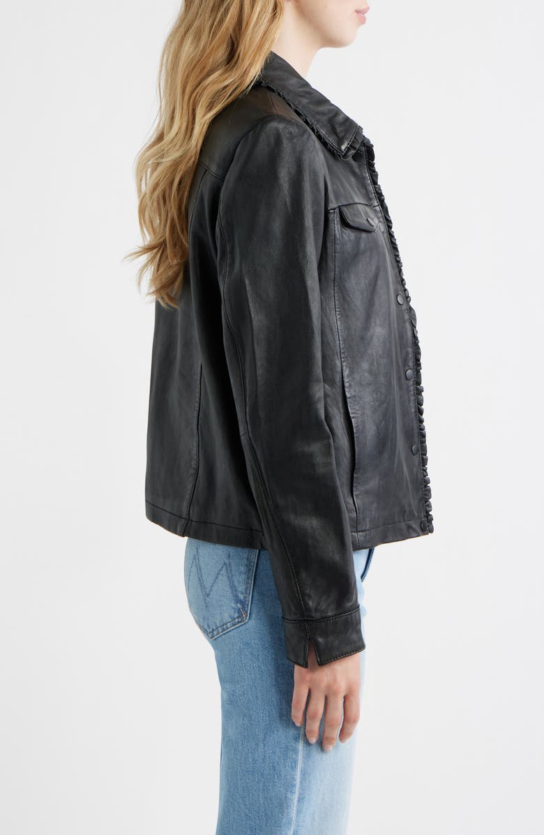 MAURITIUS Limma Ruffle Leather Jacket, Alternate, color, Black