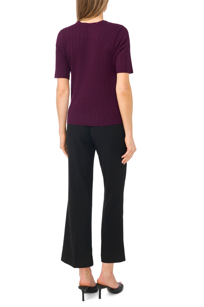 Pointelle Stitch Short Sleeve Sweater, Alternate, color, WINTER BLOOM