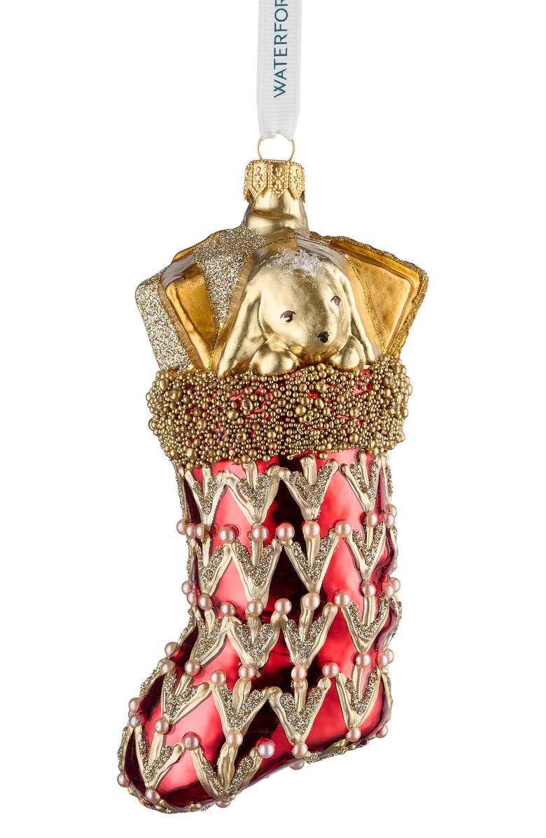 Waterford Holiday Heirlooms Red Stocking Glass Ornament, Alternate, color,