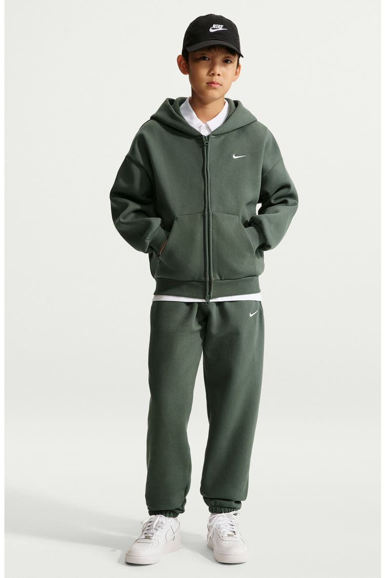 Kids' Solo Swoosh Fleece Cuffed Pants, Main, color, 303 CAMO GREEN/SAIL
