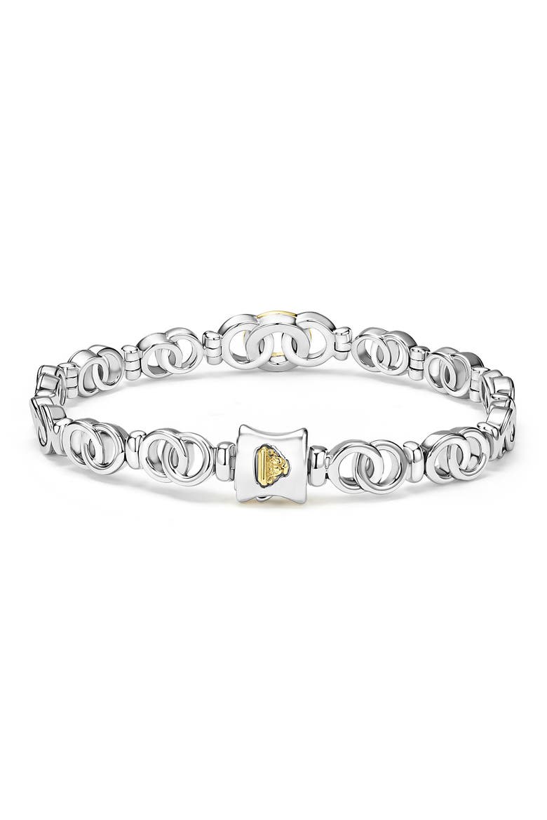 Signature Caviar Interlocking Diamond Link Bracelet, Alternate, color, TWO-TONE