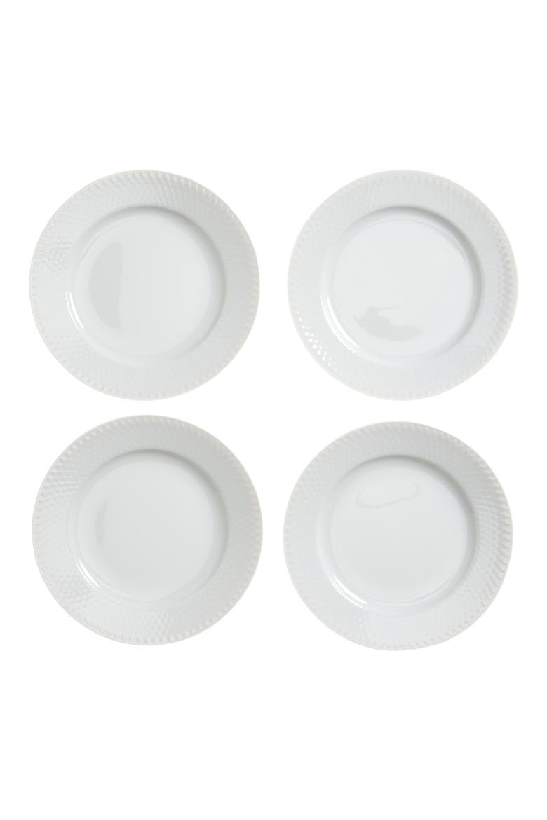 Rhombe Set of 4 Side Plates, Main, color, WHITE