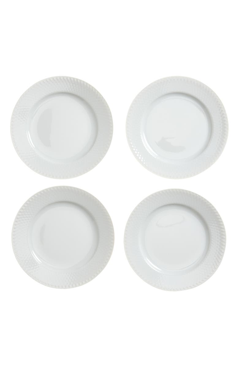 Lyngby Porcelaen Rhombe Set of 4 Side Plates, Main, color, White