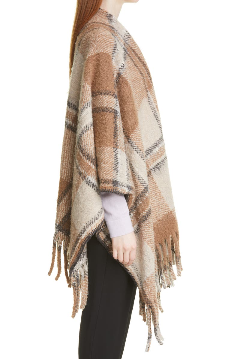 Fabiana Filippi Plaid Virgin Wool Blend Cape, Alternate, color, 