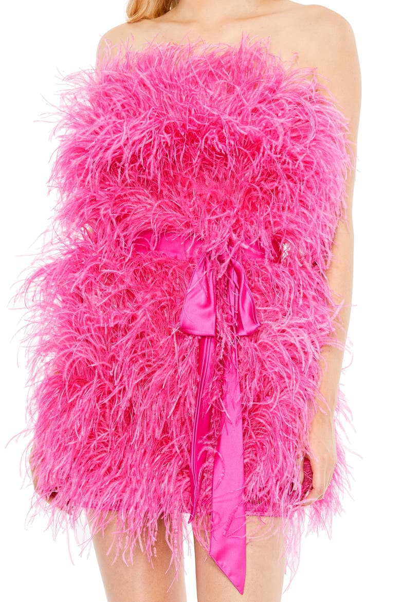 Strapless Feather Mini Dress, Alternate, color, PINK