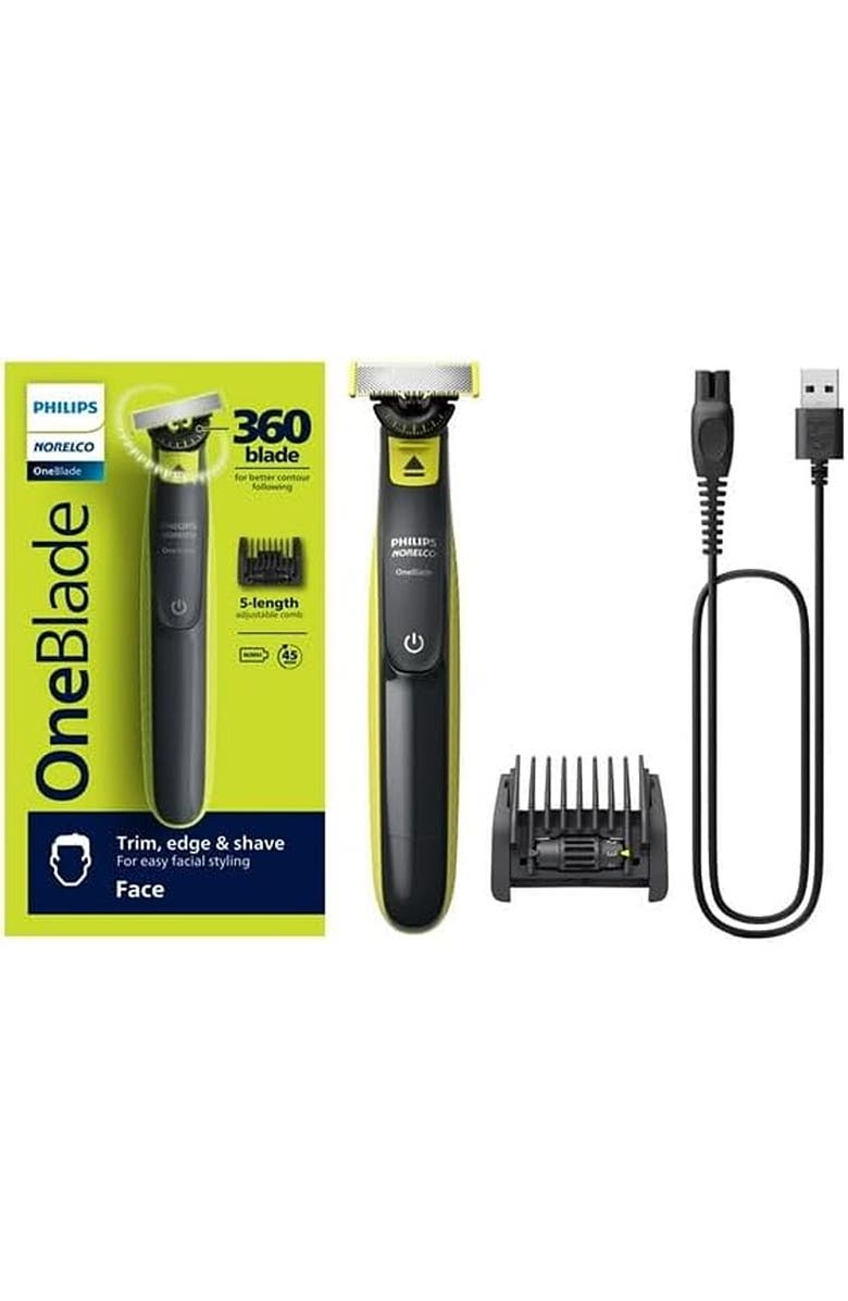Philips Norelco OneBlade 360 Face , Hybrid Electric Trimmer & Shaver, Main, color, Black