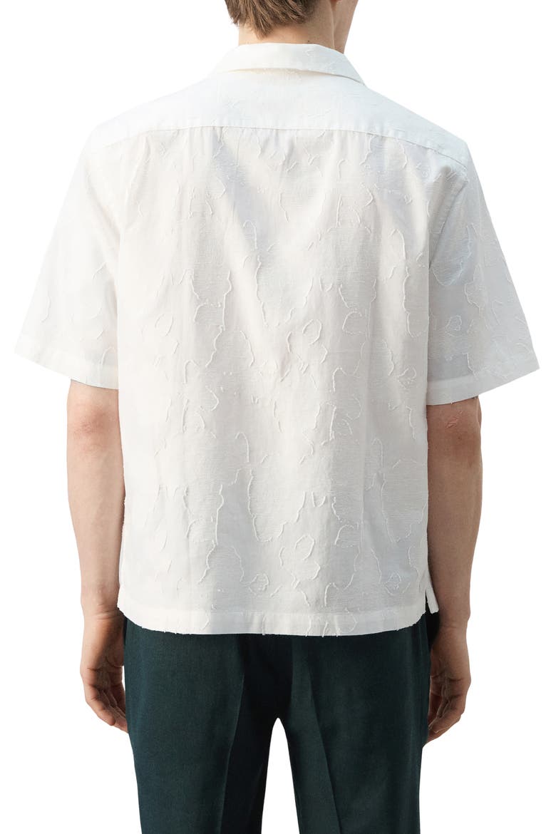 Floral Jacquard Cotton & Linen Camp Shirt, Alternate, color, OFF WHITE