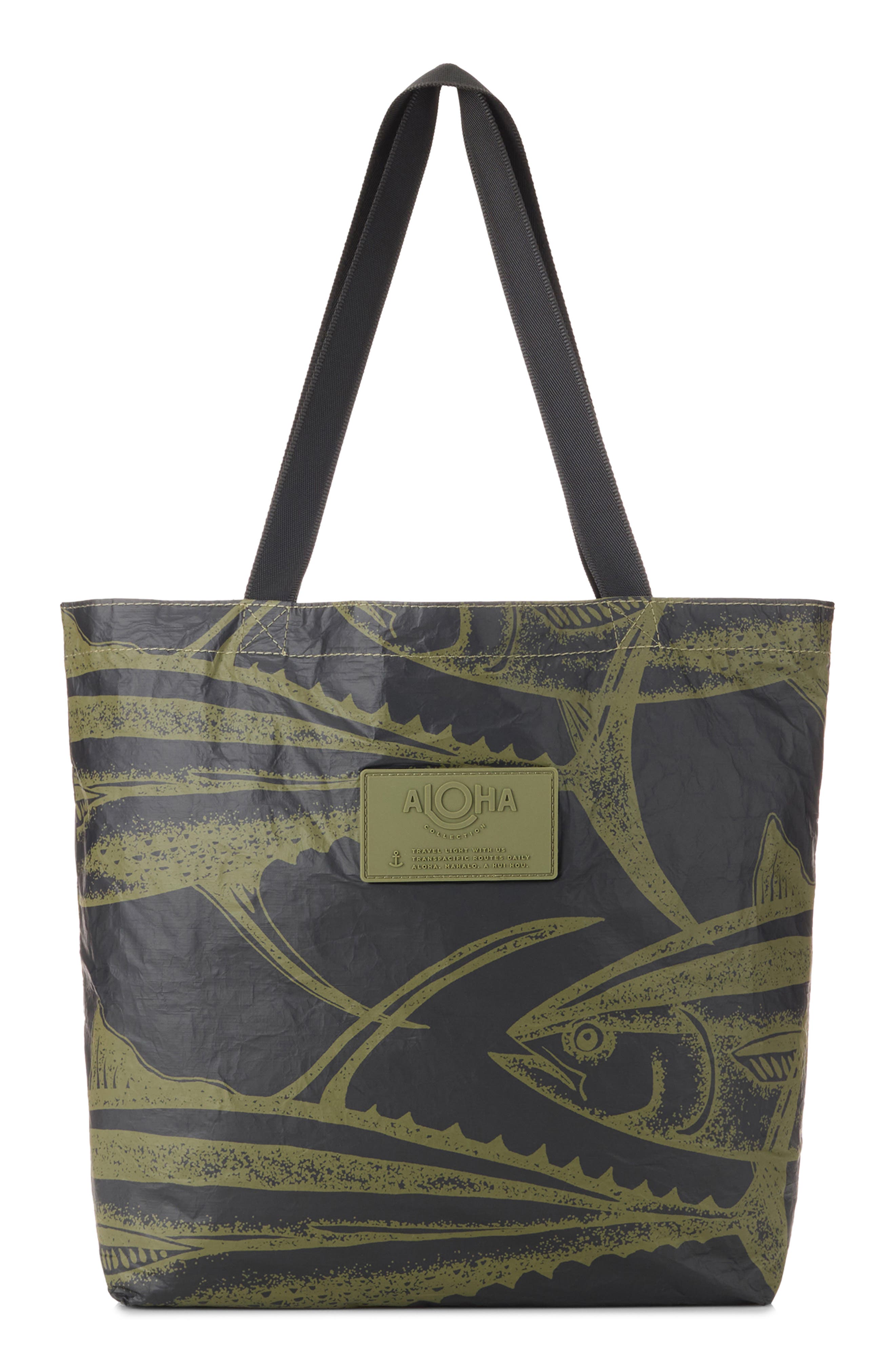 Aloha Collection Ahi Reversible Water Resistant Tyvek<sup
®</sup
 Tote, Main, color, Olive/ Black