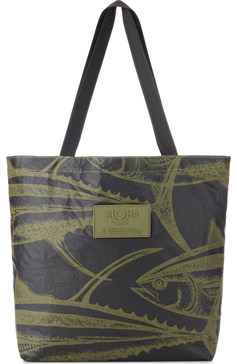 Aloha Collection Ahi Reversible Water Resistant Tyvek<sup>®</sup> Tote, Main, color, Olive/ Black