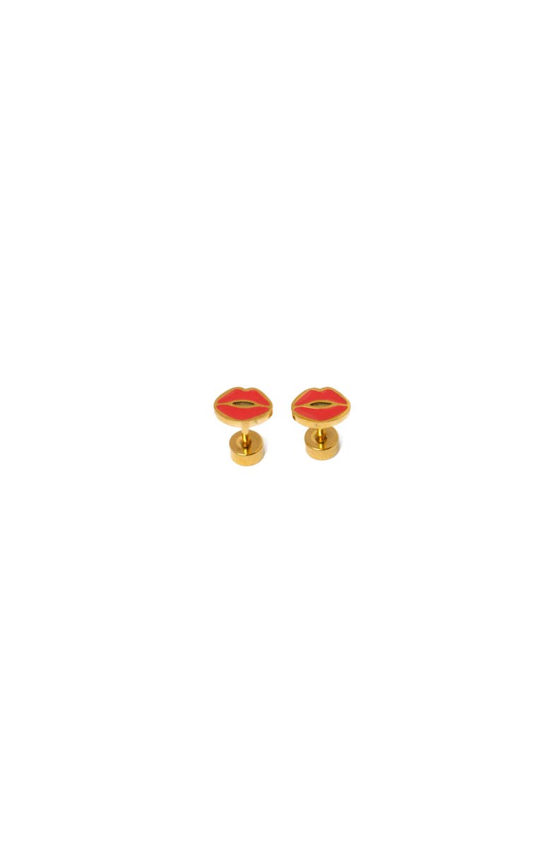Pip Pop Lips Stud Earrings, Main, color, Red