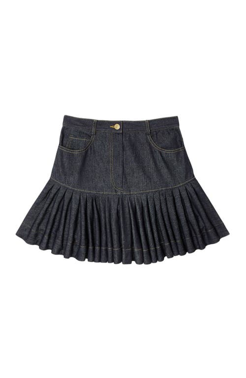 Sandro Short Denim Ruffled Skirt In Blue