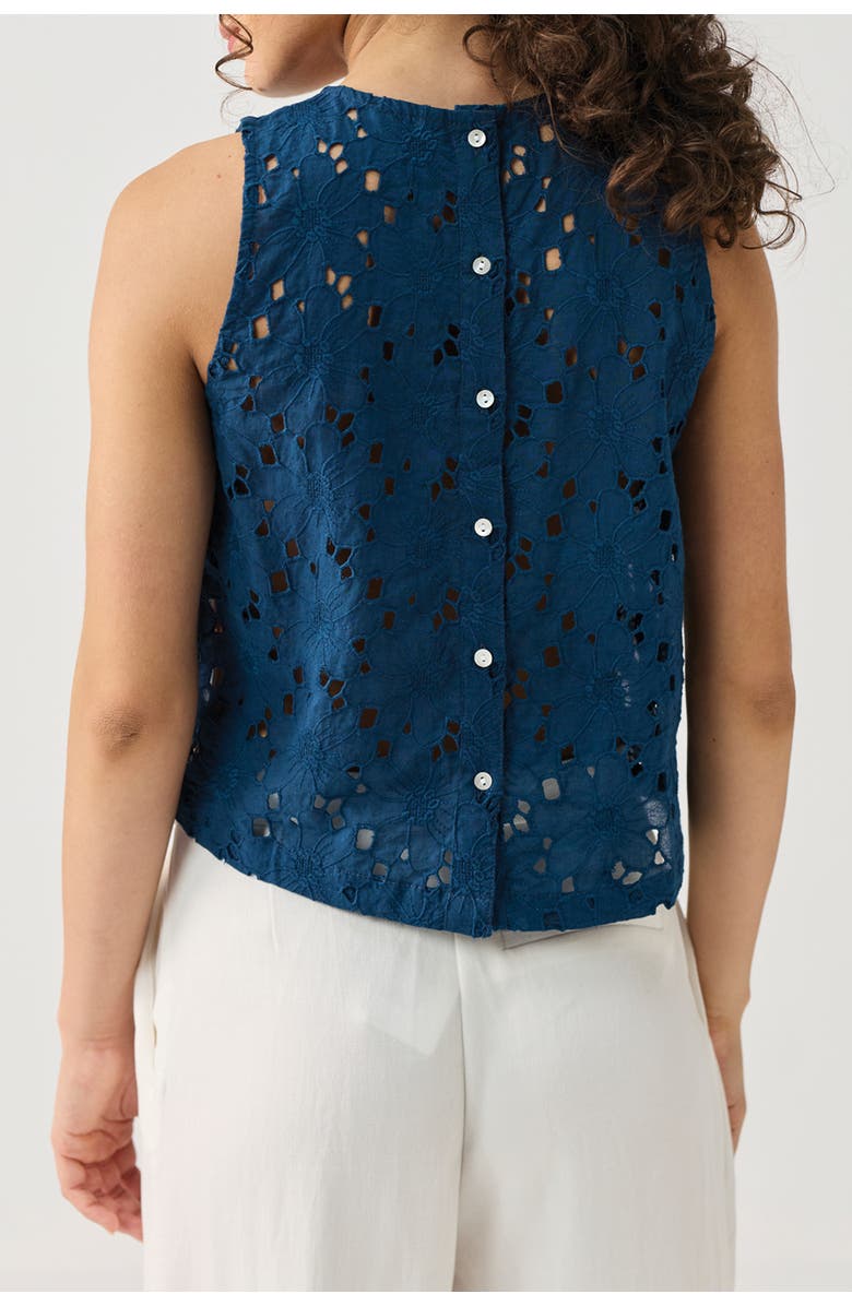 Reistor Embroidered Button-Back Top, Alternate, color, Embroidered Cotton Blue