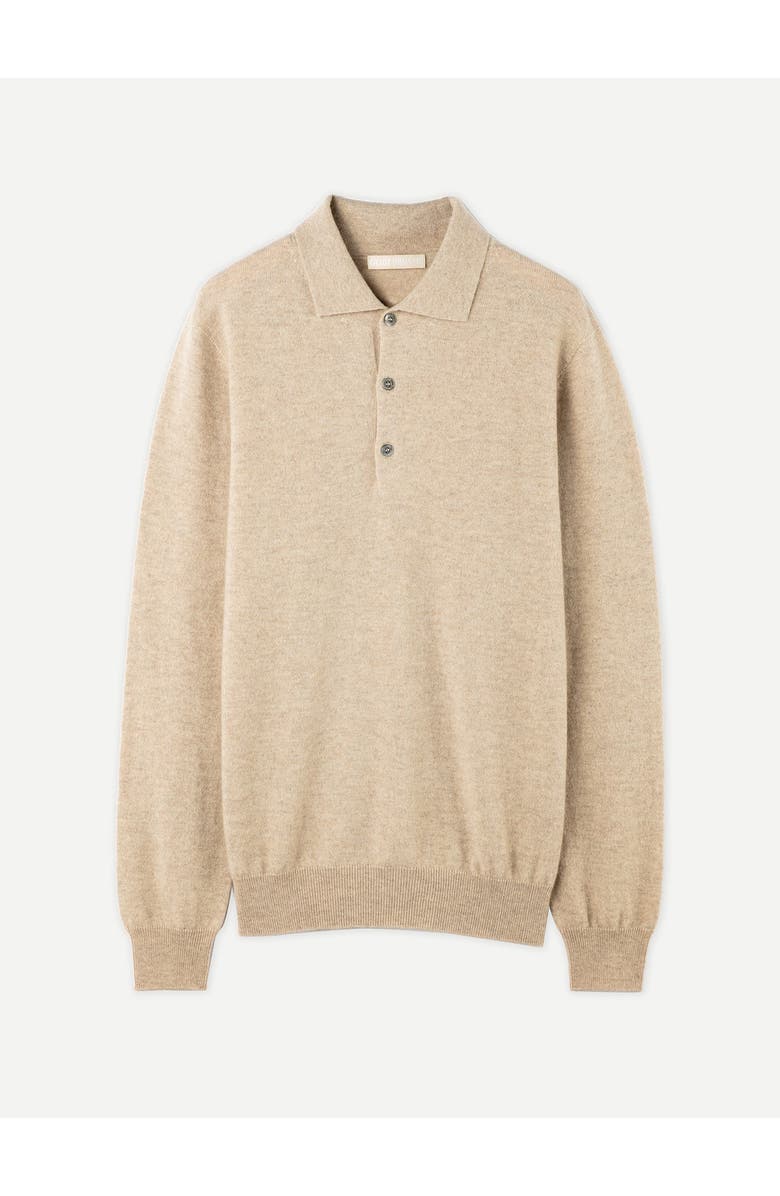 GOBI Mongolian Cashmere Essential Cashmere Polo Sweater, Main, color, Warm Grey