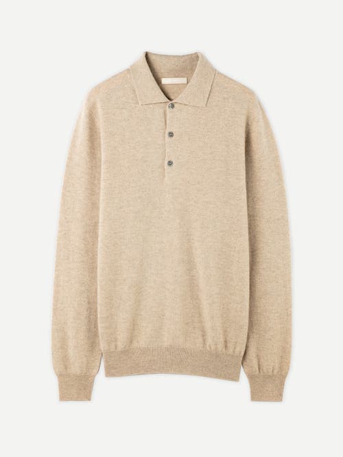 GOBI Mongolian Cashmere Essential Cashmere Polo Sweater in Warm Grey at Nordstrom, Size Small