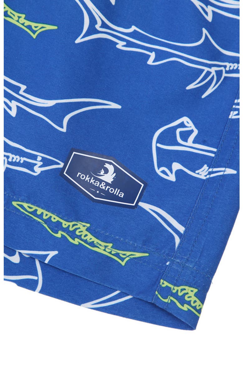 Kid's Swim Trunks with Mesh Lining and UPF 50+, Alternate, color, Shark printed