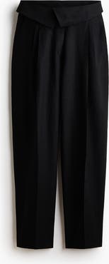 H&M Foldover-waist Linen-blend Trousers