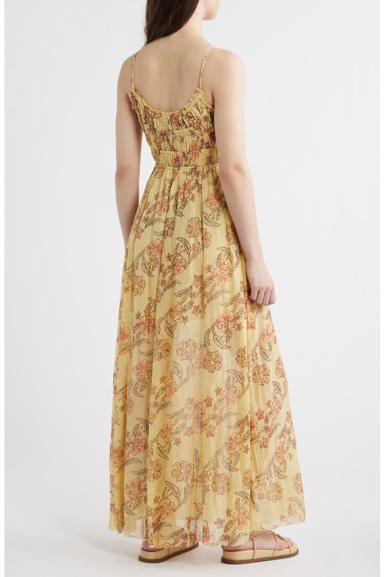 Ciella Floral Cotton Maxi Dress, Alternate, color, VANILLA CUSTARD COMBO