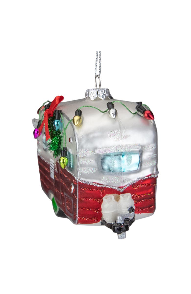 Northlight Vintage Camper Glass Christmas Ornament - 5" - Red and Silver, Alternate, color, 