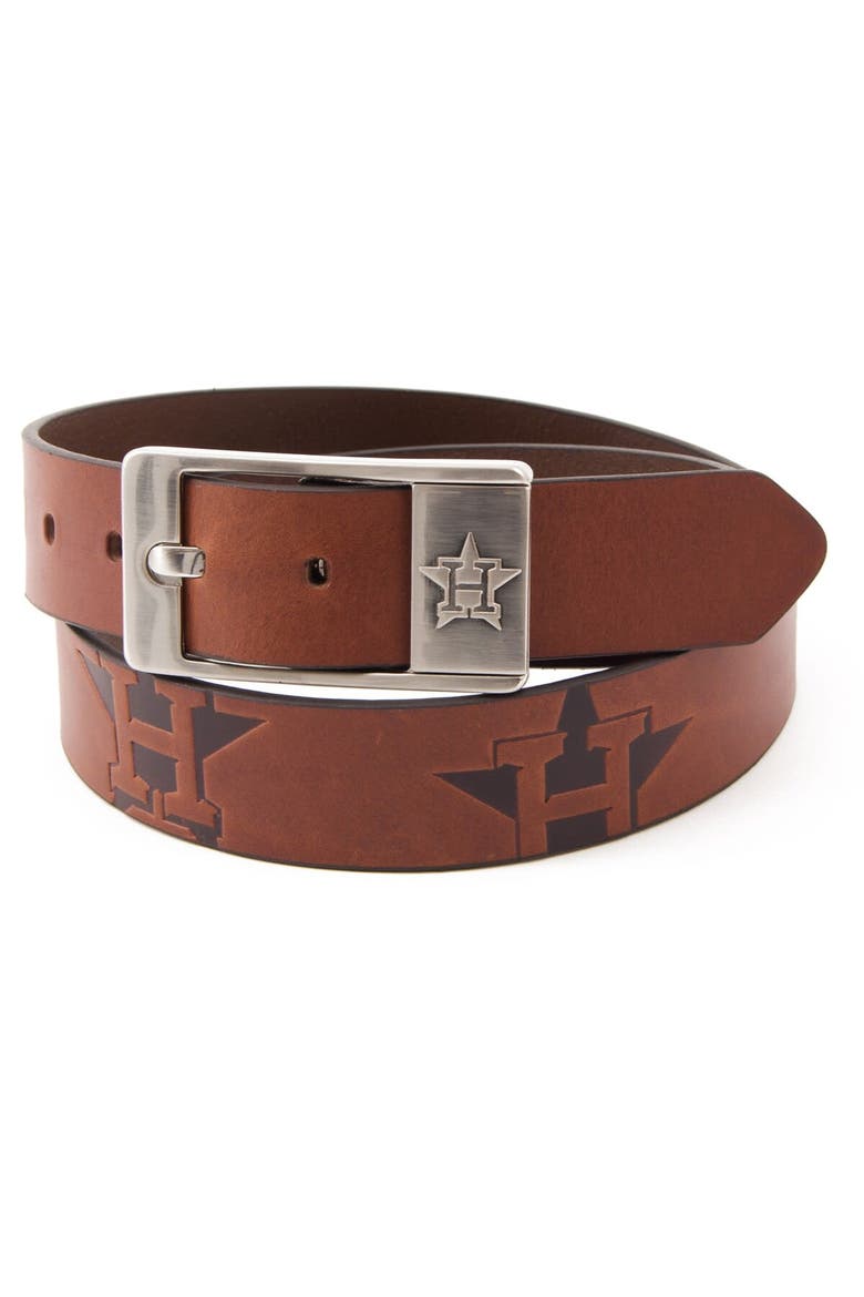 Men's Houston Astros Brandish Belt, Main, color, Brown