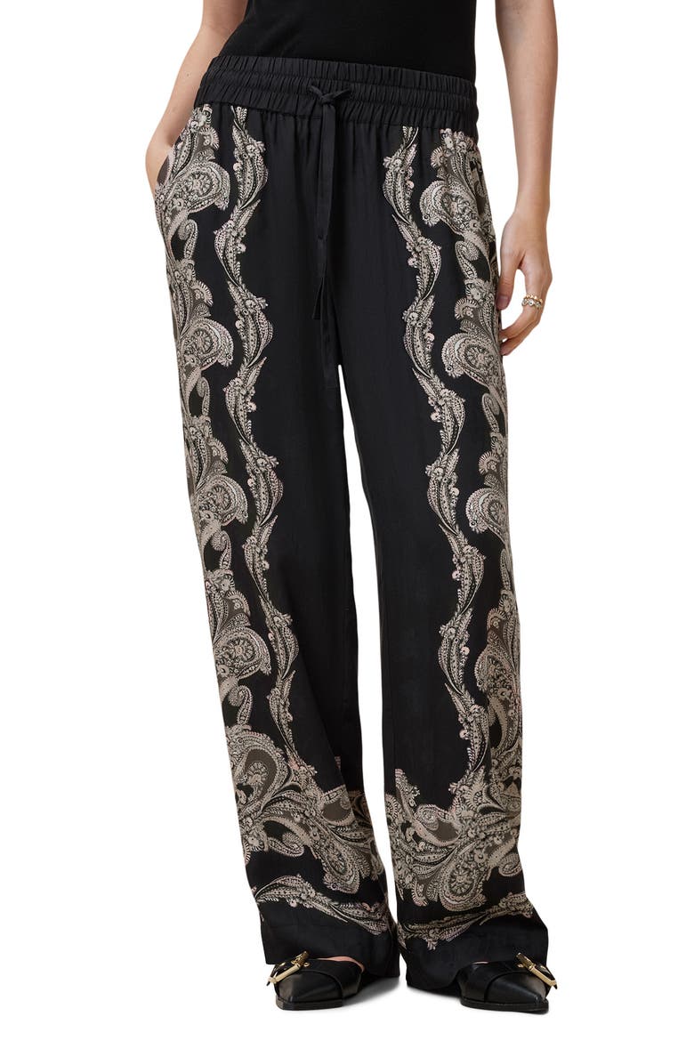 Tyler Paisley Print Drawstring Pants, Main, color, LITA BLACK