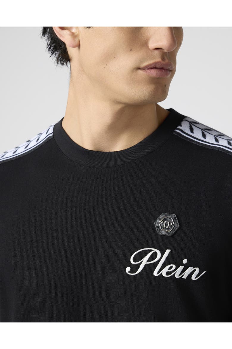 Piquet Round Neck T-Shirt Plein Tennis Men, Alternate, color, black