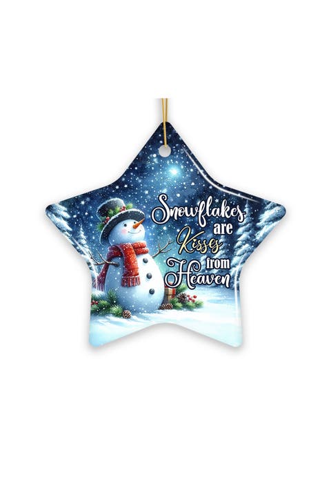 Snowflakes Are Kisses From Heaven Snowman Ornament