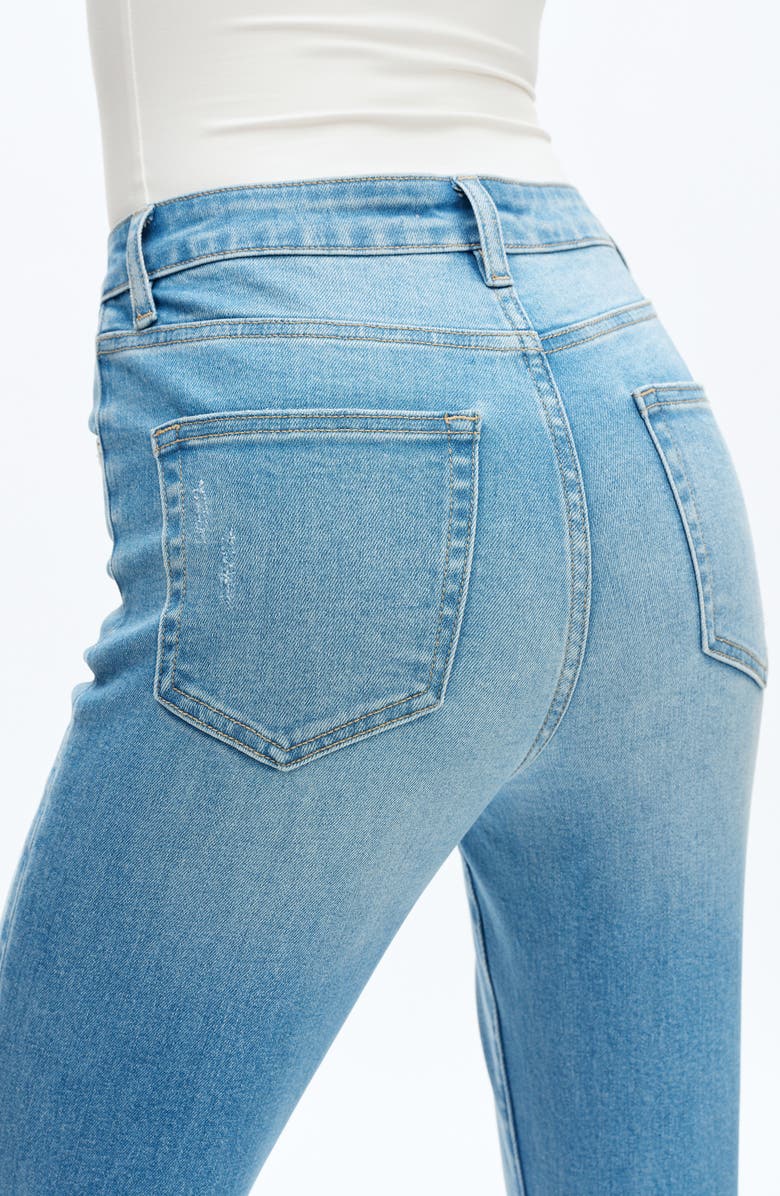 Bayeas High Waist Fray Hem Ankle Flare Jeans, Alternate, color, Light Blue