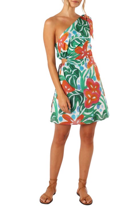 Arwan Floral Cutout One-Shoulder Minidress