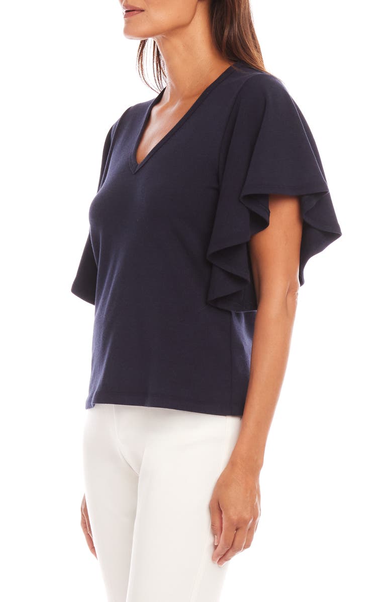 Karen Kane Flutter Sleeve T-Shirt, Alternate, color, Navy