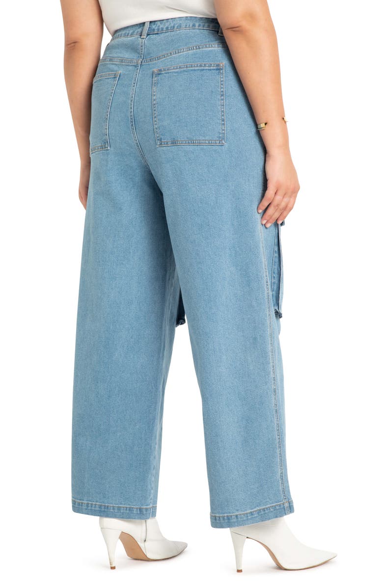 ELOQUII Wide Leg Cargo Jeans, Alternate, color, 