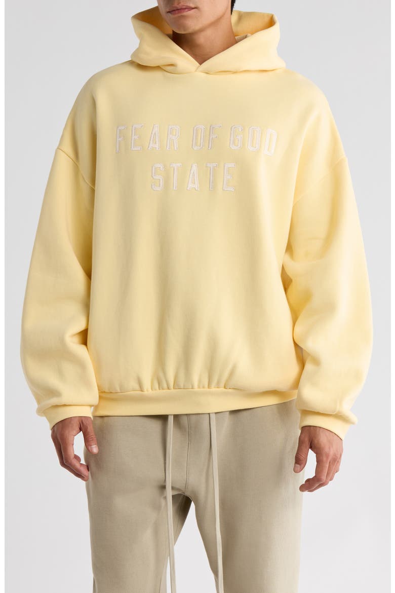 '90s Fit Fleece Logo Hoodie, Main, color, GARDEN YELLOW