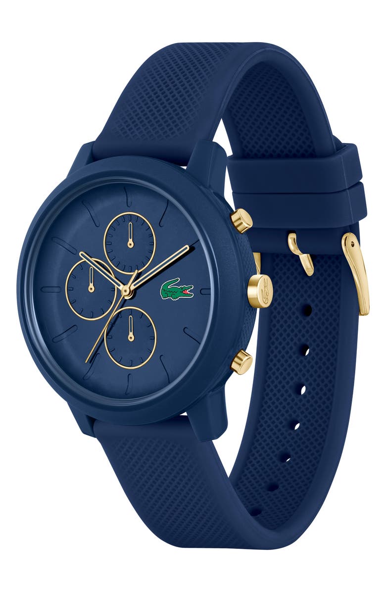 Lacoste 12.12 Chronograph Silicone Strap Watch, 44mm, Alternate, color, 