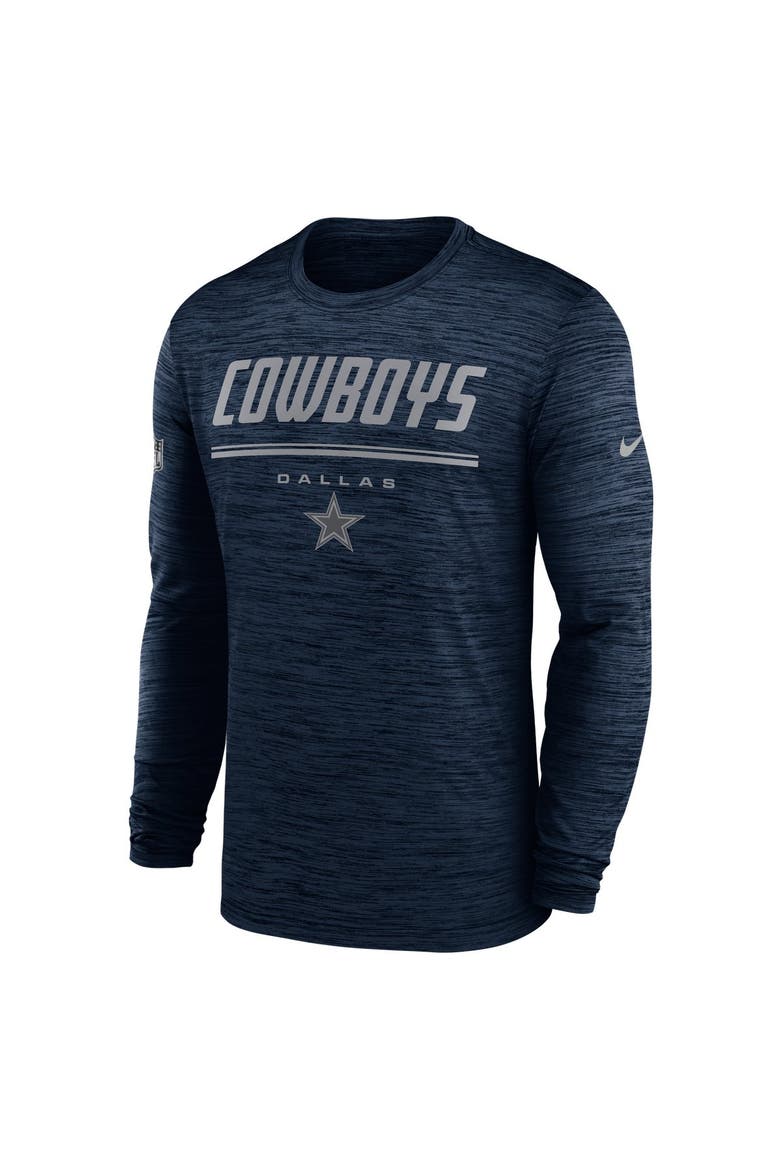 Men's Nike Navy Dallas Cowboys Sideline Offensive Transition Velocity Dri-FIT Long Sleeve T-Shirt, Alternate, color, Navy
