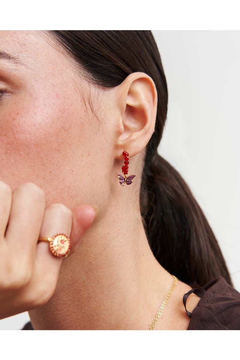Hera Butterfly Charm Hoop Earrings, Alternate, color, Gold