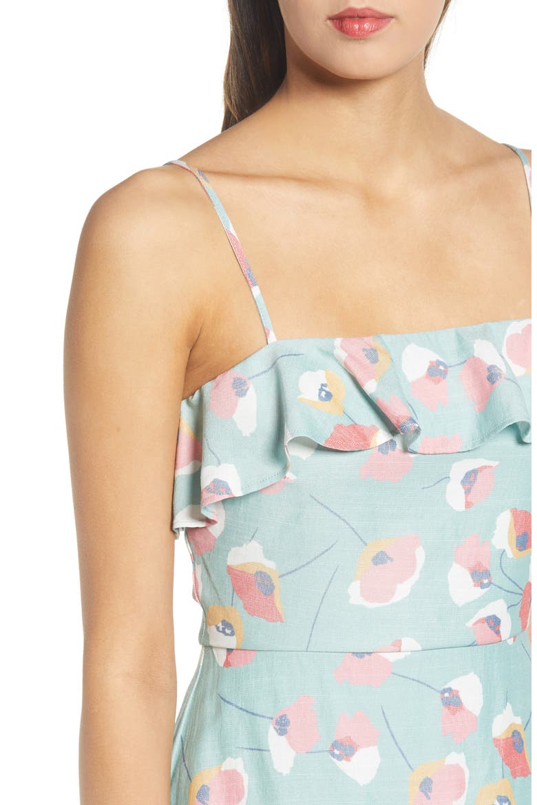 Ruffle Minidress, Alternate, color, AQUA FLORAL