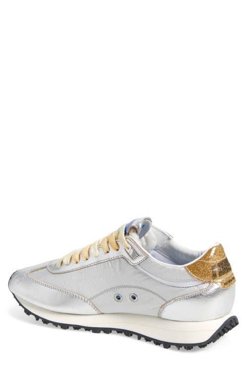 Golden Goose Running Marathon Sneakers In Silver Leather And Fabric In Silver