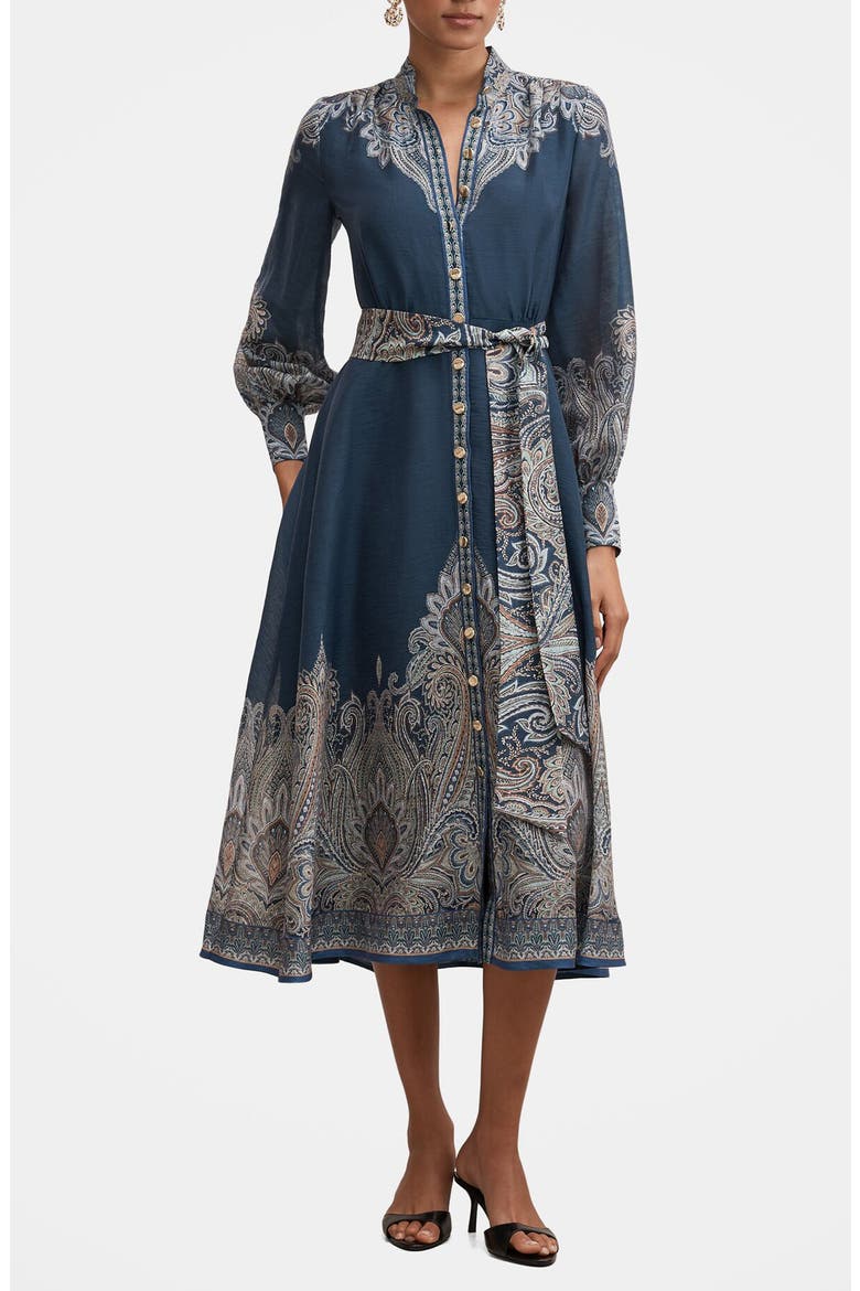 Lucena Print Long Sleeve Midi Dress, Main, color, DARK LUCENA PAISLEY