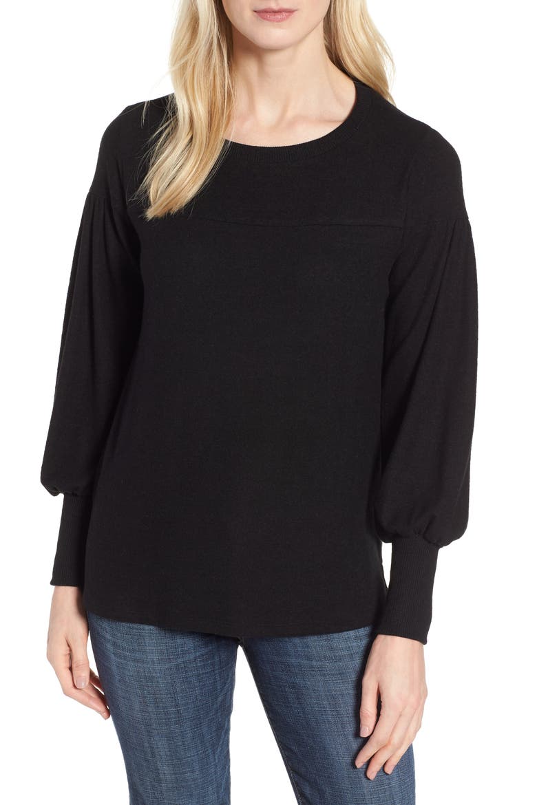 Gibson Cozy Blouson Pullover, Main, color, BLACK