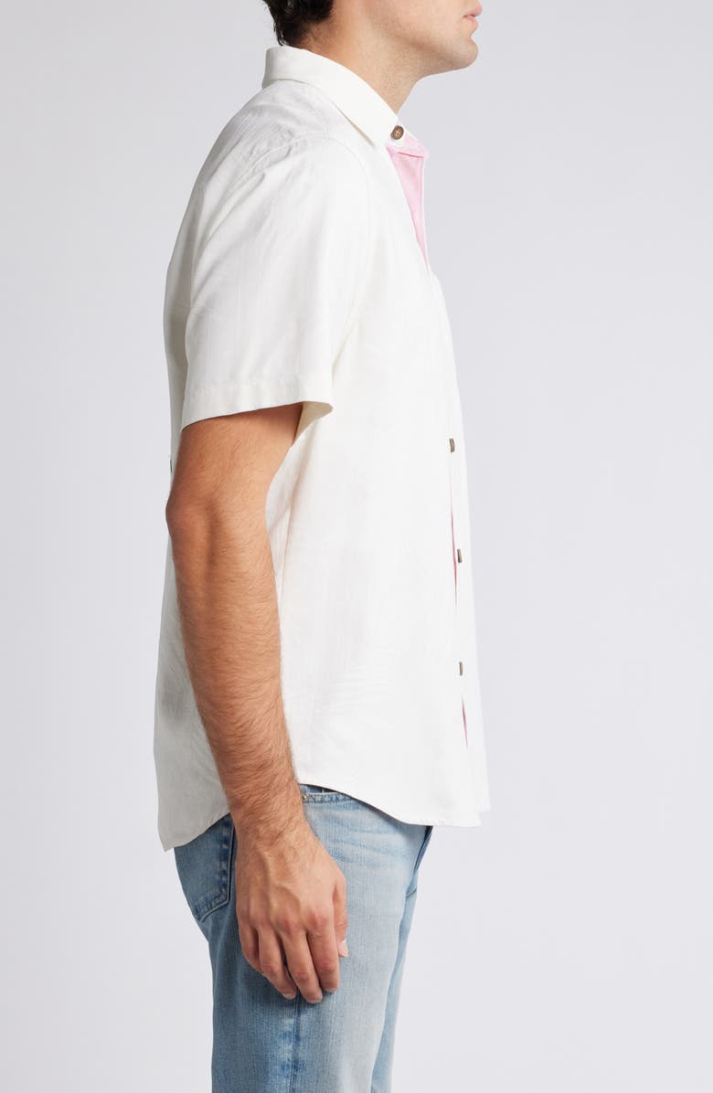 Tommy Bahama Surf the Yule Holiday Embroidered Short Sleeve Silk Button-Up Shirt, Alternate, color, 