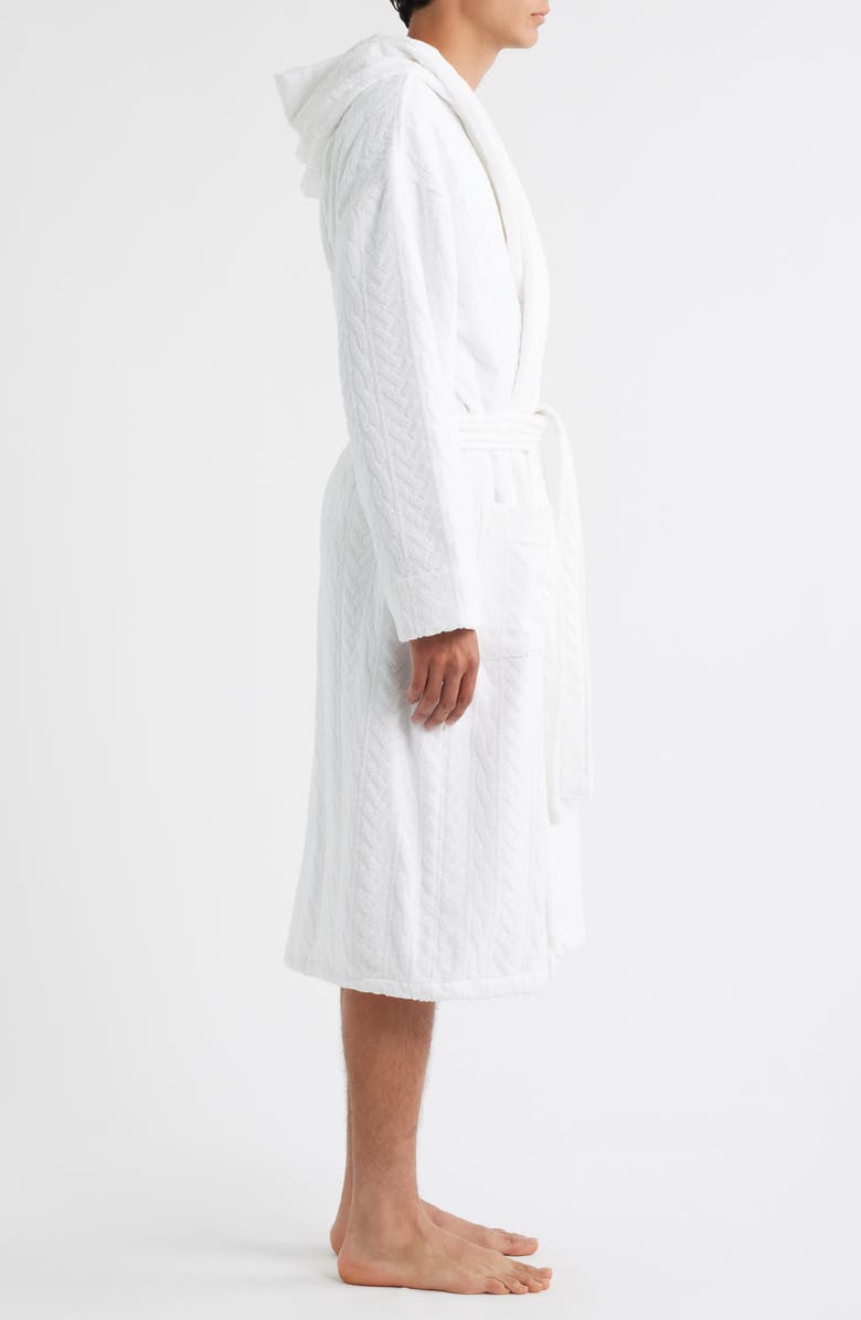 Majestic International Textured Cotton Terry Cloth Hooded Robe, Alternate, color, White