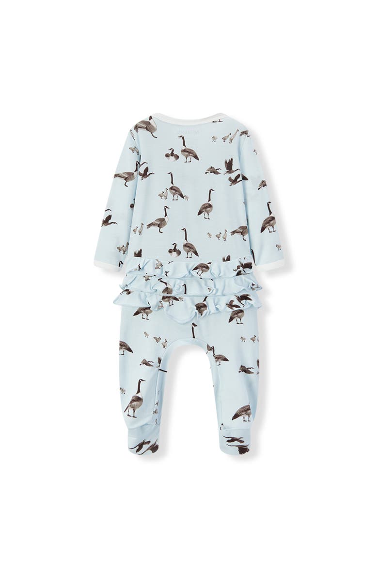 Luxe Stretch Ruffle Footed Romper, Alternate, color, Goose