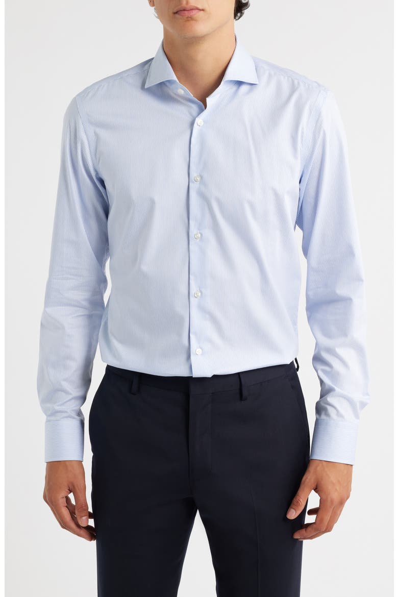 Hank Kent Slim Fit Stripe Cotton Dress Shirt, Main, color, LIGHT/ PASTEL BLUE