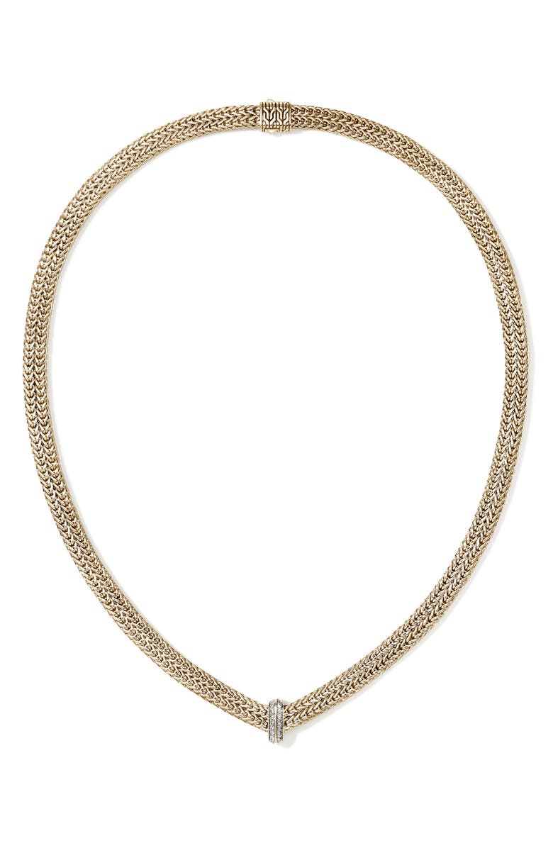 John Hardy Icon Link Pavé Diamond Necklace, Main, color, Gold