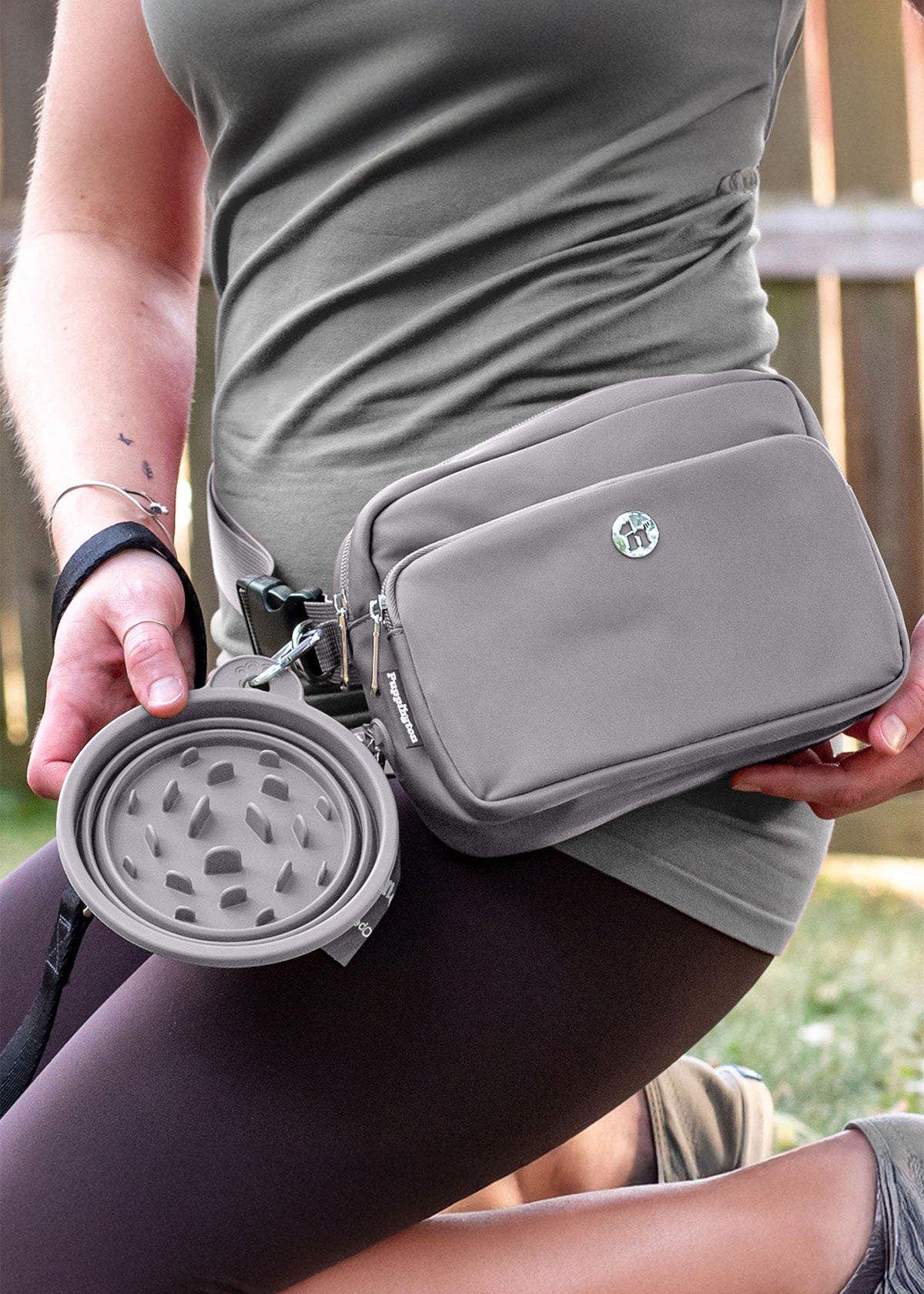 Puppington Walk Star Kit 3-in-1 Dog Walk Bag, Bowl, & Leash plus Matching 90 Refill Dog Poop Bags, Alternate, color, Charcoal Gray