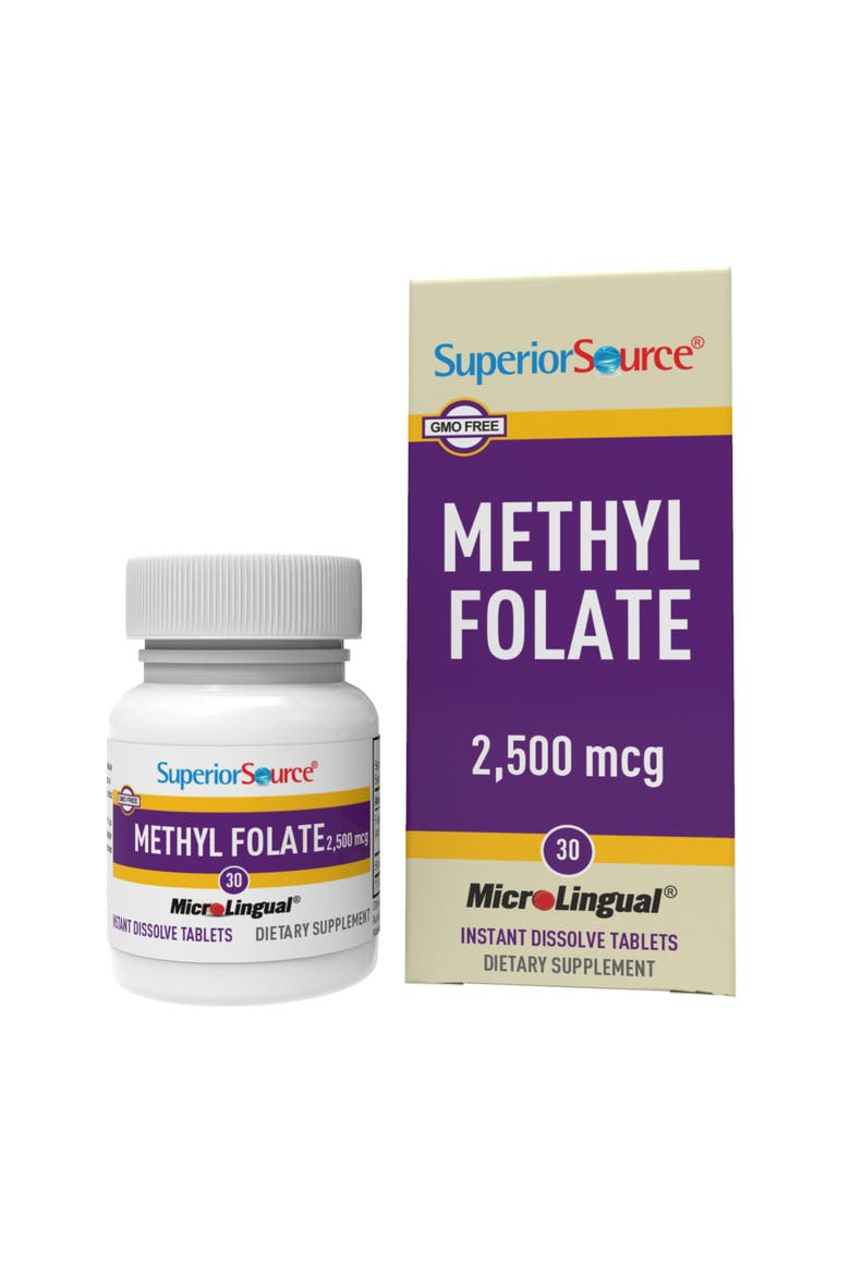 Methyl Folate Sublingual Dissolving Tablets, Main, color, White