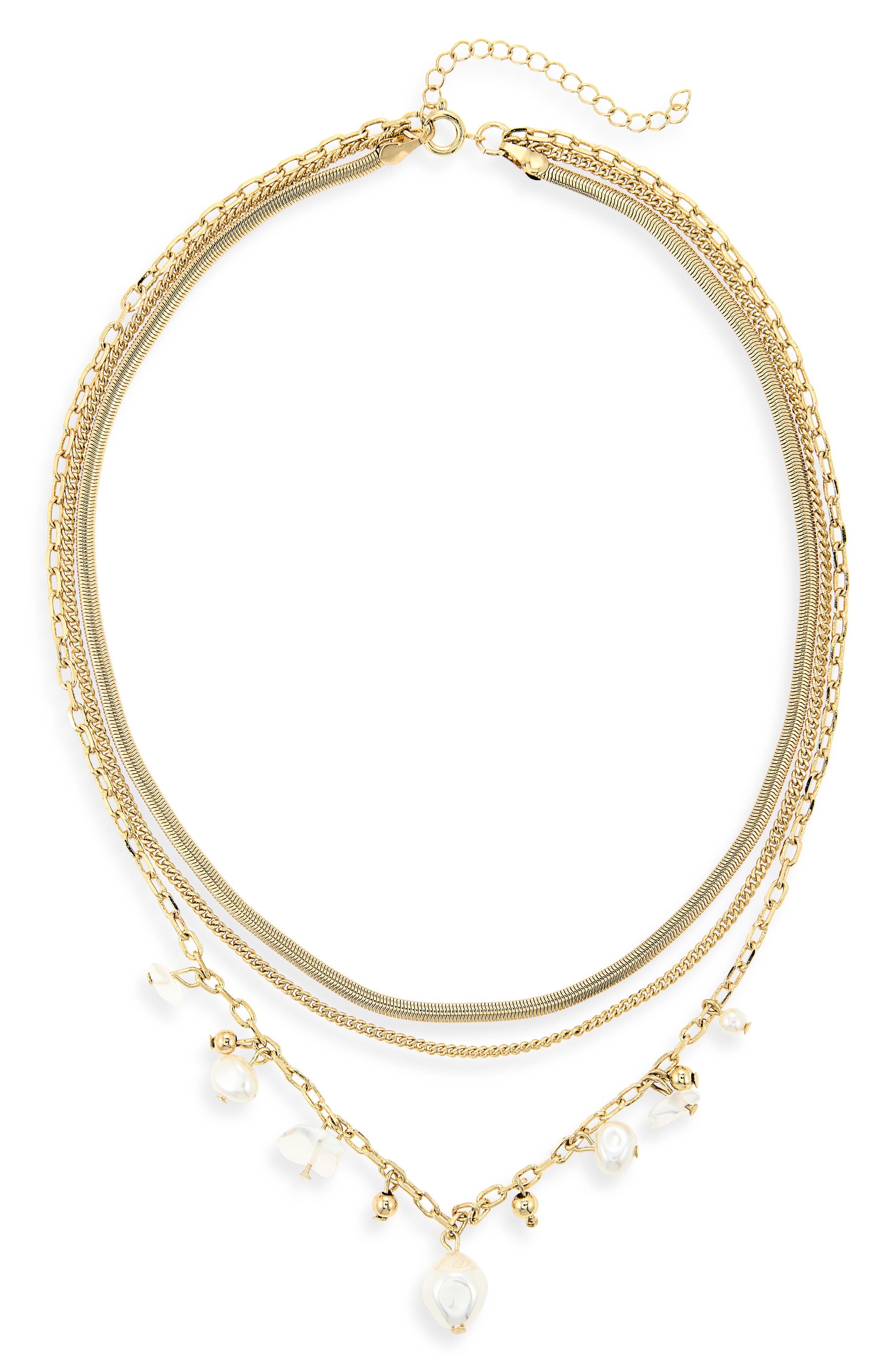 NORDSTROM RACK Demi Fine Faux Pearl Charm Layered Necklace